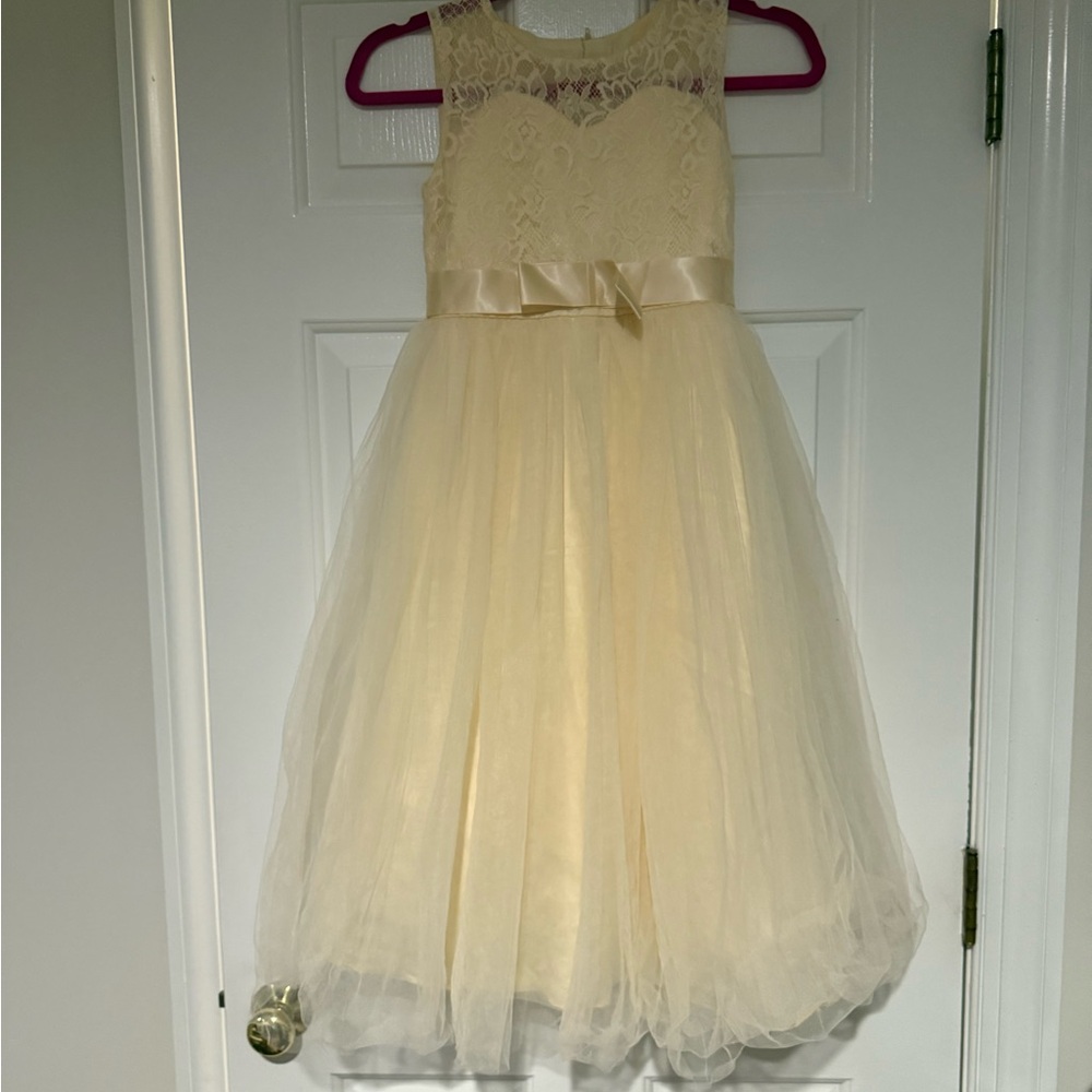 Elegant Cream Lace Kids Dress